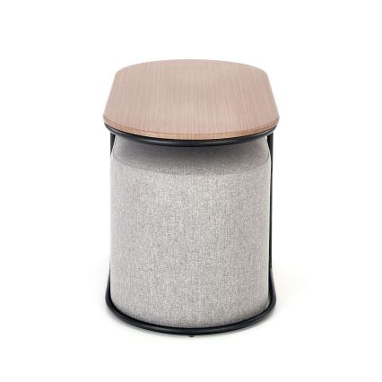 КОМПЛЕКТ холна маса NILDO 90x45 см с 2 табуретки, кафяв/сив