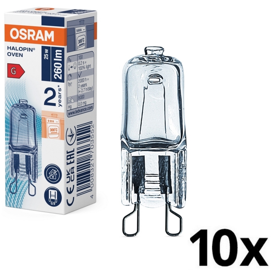 Комплект от 10 крушки за фурна HALOPIN G9/25W/230V 2700K - Osram