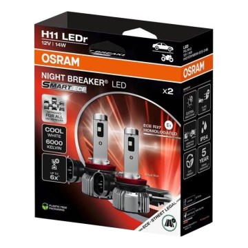 Комплект от 2 бр. автомобилни LED крушки NIGHT BREAKER SMART H11 PGJ19-2/14W/12V 6000K - Osram