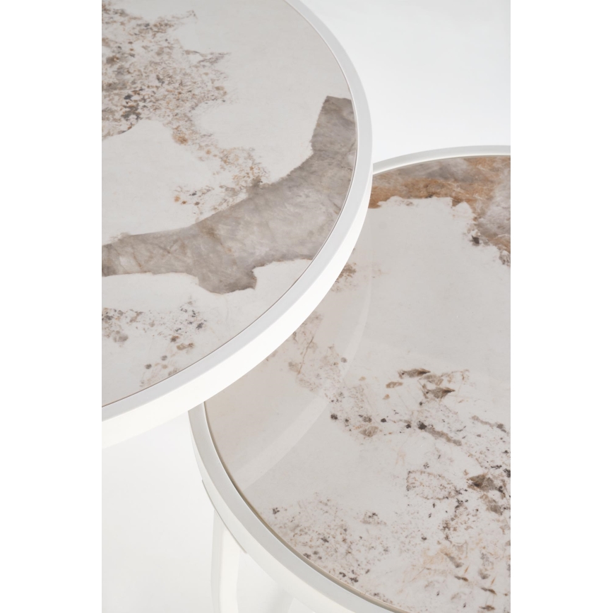 Комплект от 2 холни маси AURORO, бежови/бели