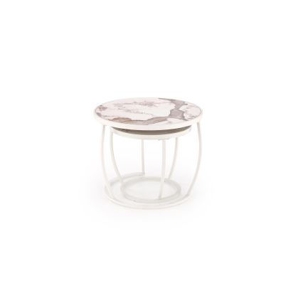 Комплект от 2 холни маси AURORO, бежови/бели