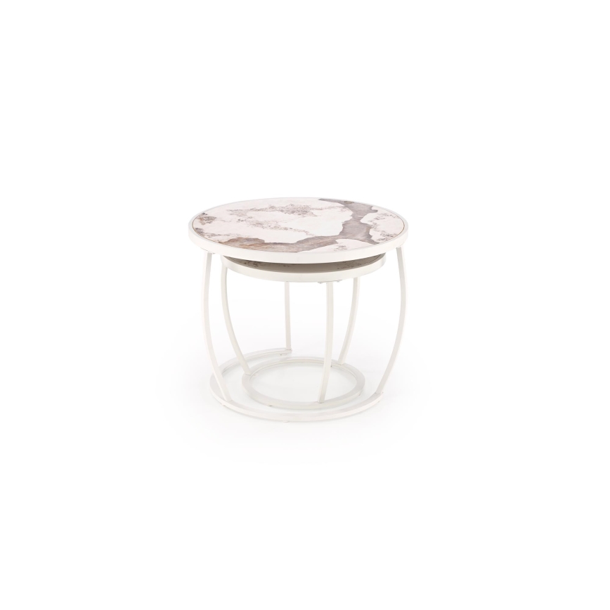 Комплект от 2 холни маси AURORO, бежови/бели