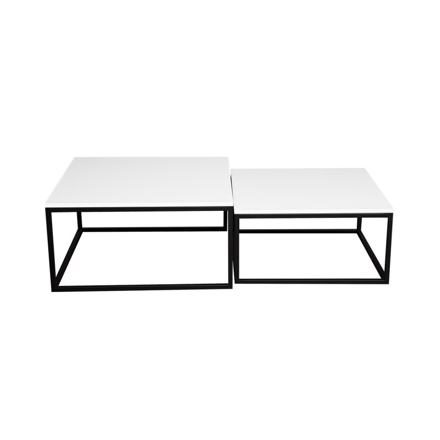 Комплект от 2 холни масички DUAL 76x76/66x66 см, черно/бели