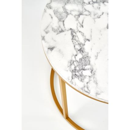 Комплект от 2 холни масички PACILA, декор мрамор/злато