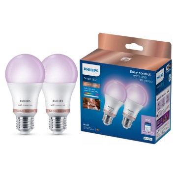 Комплект от 2 димируеми LED RGB крушки Philips SMART A60 E27/12,5W/230V 2200-6500K