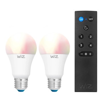 Комплект от 2 димируеми LED RGBW крушки A60 E27/9W/230V 2200-6500K Wi-Fi + дистанционно управление - WiZ