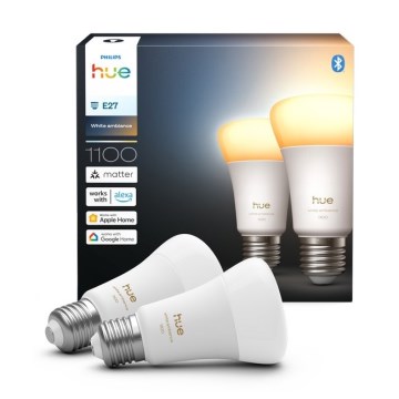 Комплект от 2 димируеми LED крушки Philips Hue WHITE AMBIANCE E27/8,1W/230V 1000-20000K