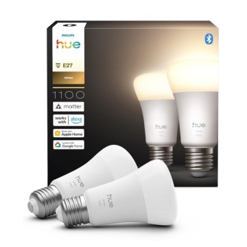 Комплект от 2 димируеми LED крушки Philips Hue WHITE E27/9,5W/230V 2700K