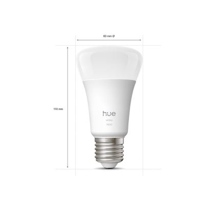 Комплект от 2 димируеми LED крушки Philips Hue WHITE E27/9,5W/230V 2700K