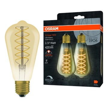 Комплект от 2 димируеми LED крушки с винтидж филамент E27/4,8W/230V 2200K - Osram