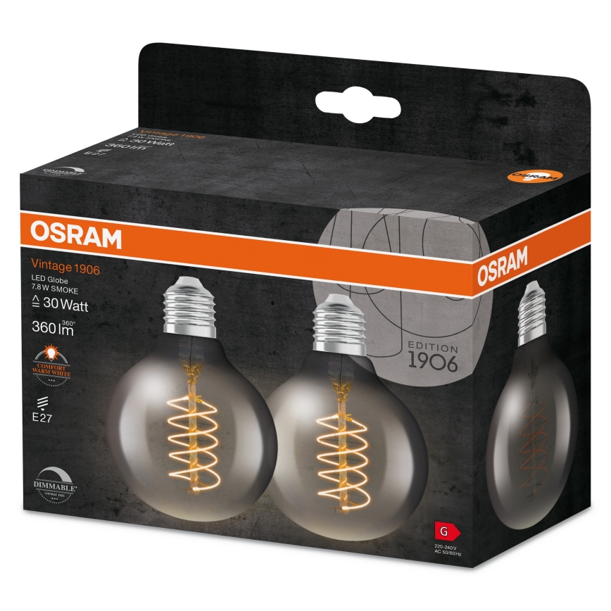 Комплект от 2 димируеми LED крушки VINTAGE FILAMENT E27/7,8W/230V 1800K - Osram