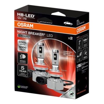 Комплект от 2 LED автомобилни крушки NIGHT BREAKER SMART H8 PGJ19-1/7W/12V 6000K - Osram