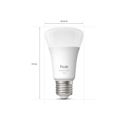 КОМПЛЕКТ 2x LED димируема крушка Philips Hue WHITE AND COLOR AMBIANCE E27/8,1W/230V 1000-20000K
