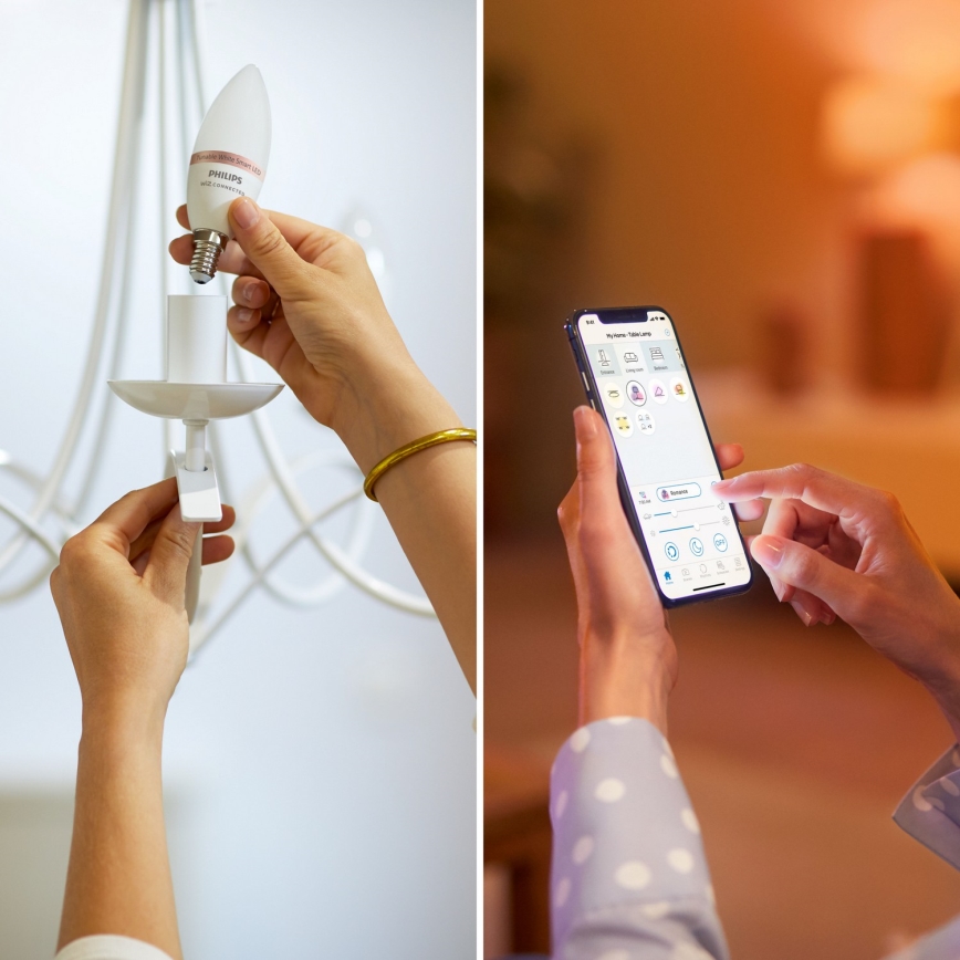Комплект 2x LED RGB димируема крушка Philips SMART C37 E14/4,9W/230V 2200-6500K CRI 90