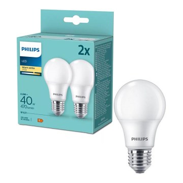 Комплект от 2 LED крушки Philips A60 E27/4,9W/230V 2700K