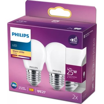 Комплект от 2 LED крушки Philips P45 E27/2,2W/230V 2700K