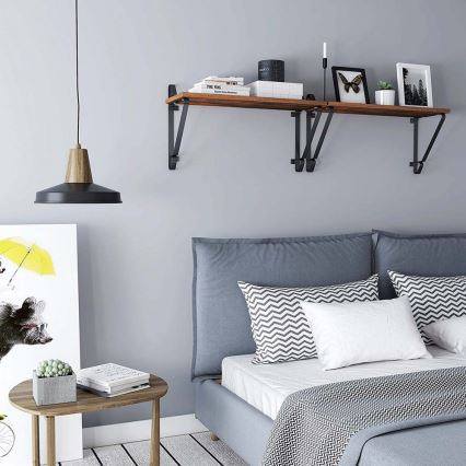 Комплект от 2 стенни рафта SHELFY, кафяв/черен