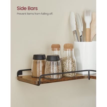 Комплект от 2 стенни рафта SHELFY, кафяво/черно