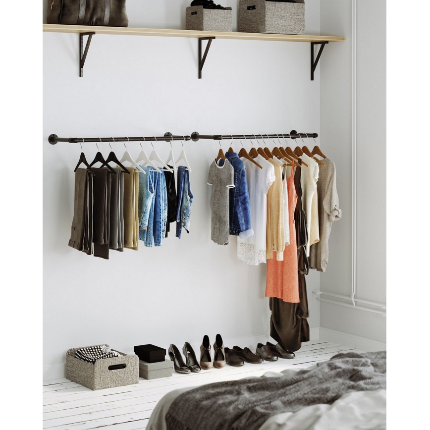 Комплект от 2 стенни закачалки за дрехи LINEA, черни