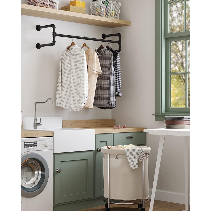 Комплект от 2 стенни закачалки за дрехи LINEA, черни