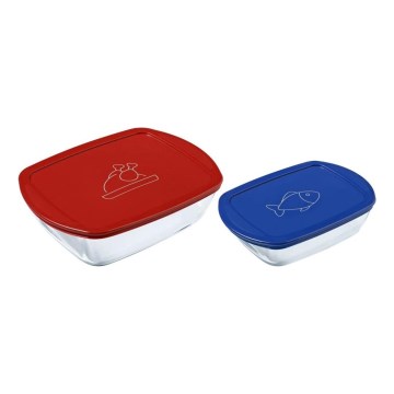 Комплект от 2 стъклени контейнера за храна PYREX — 1,2 и 2,5 л