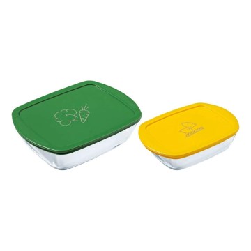 Комплект от 2 стъклени контейнери за съхранение на храна PYREX 1,2 л / 2,5 л