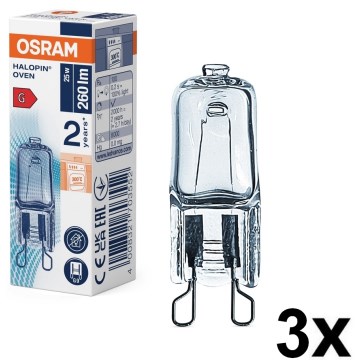 Комплект от 3 бр. крушки за фурна HALOPIN G9/25W/230V 2700K - Osram