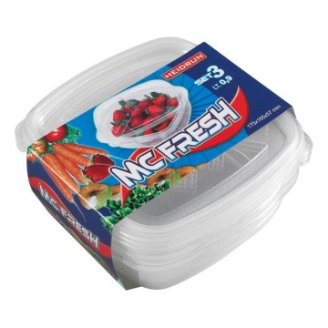 КОМПЛЕКТ ОТ 3 БРОЯ Кутии за храна 0,9 л прозрачни