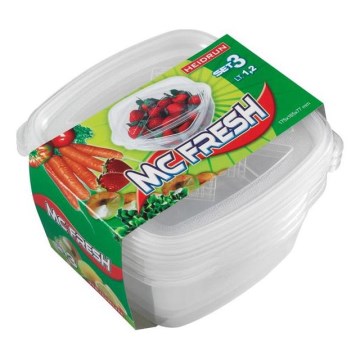 КОМПЛЕКТ ОТ 3 БРОЯ Кутии за храни 1,2 л прозрачни