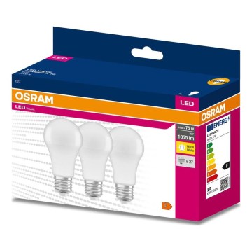 Комплект от 3 LED крушки A60 E27/10W/230V 3000K - Osram