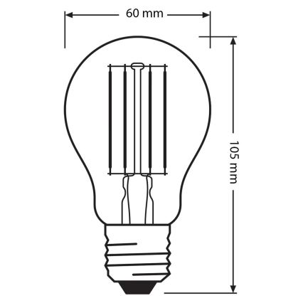 Комплект от 3 LED крушки BASE CLASSIC FILAMENT A60 E27/11W/230V 4000K - Osram