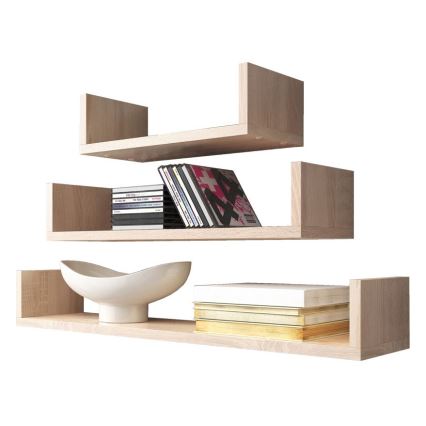 Комплект от 3 стенни полици TRIO 40/60/80x11x18 см дъб сонома