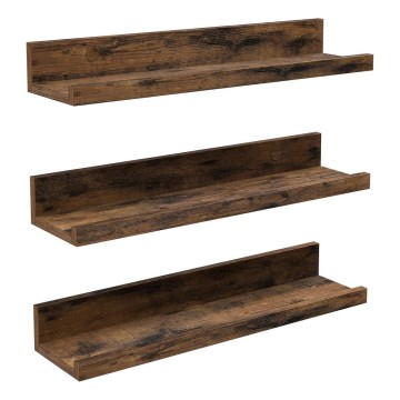 Комплект от 3 стенни рафта SHELFY 38x5x10 cm, кафяви