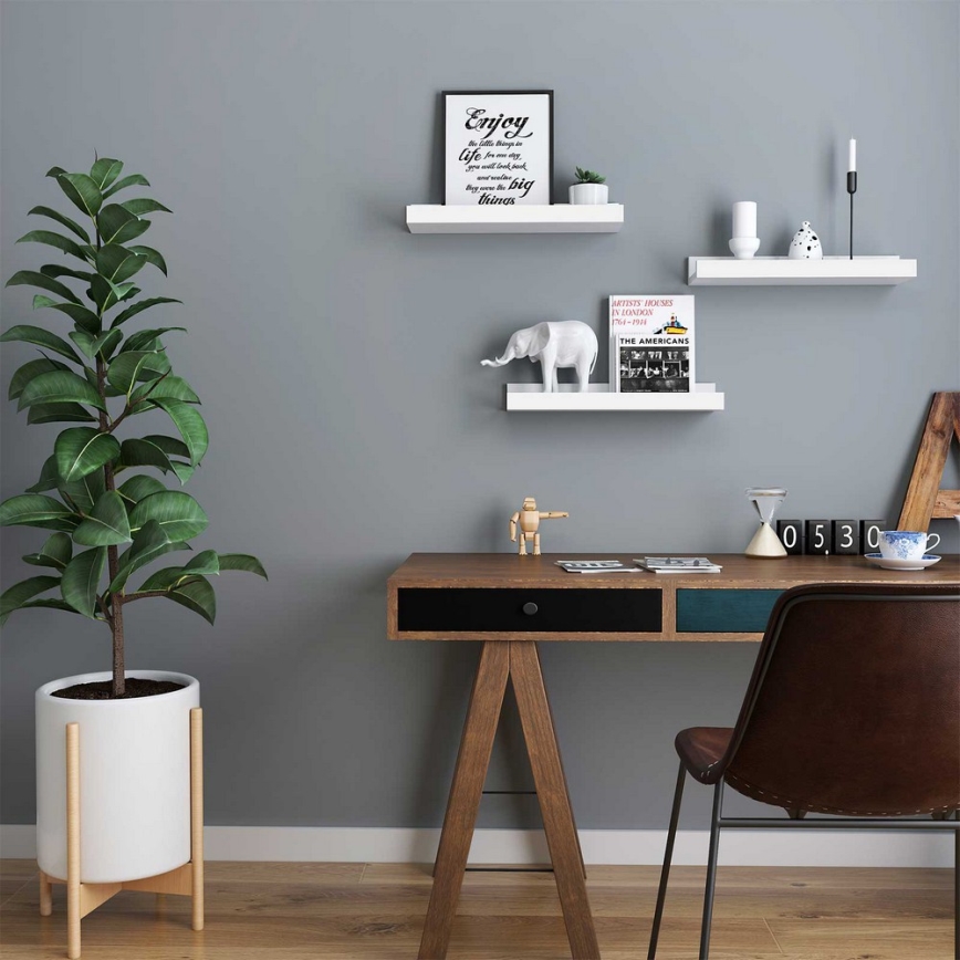 Комплект от 3 стенни рафта SHELFY, бели
