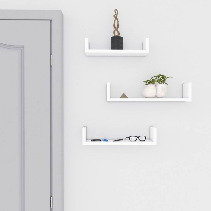 Комплект от 3 стенни рафта SHELFY, бели
