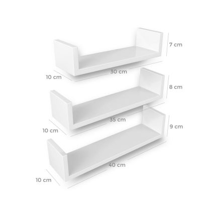 Комплект от 3 стенни рафта SHELFY, бели