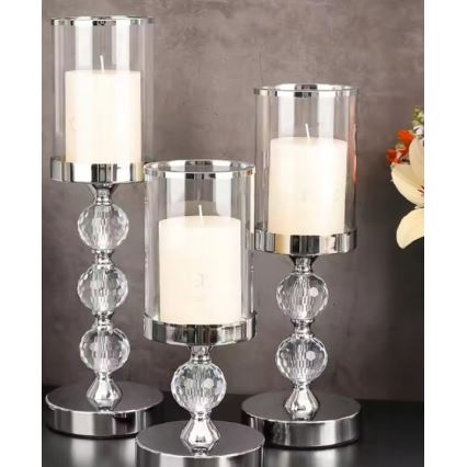 Комплект от 3 свещника с лъскаво хромово покритие