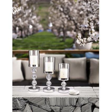 Комплект от 3 свещника с лъскаво хромово покритие