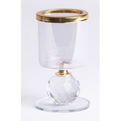 Комплект от 3 свещника, златист/прозрачен