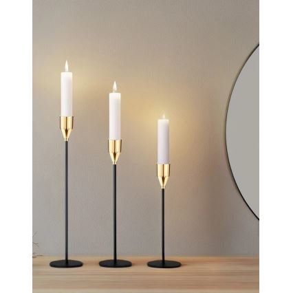 Комплект от 3 свещника — черно/златисто