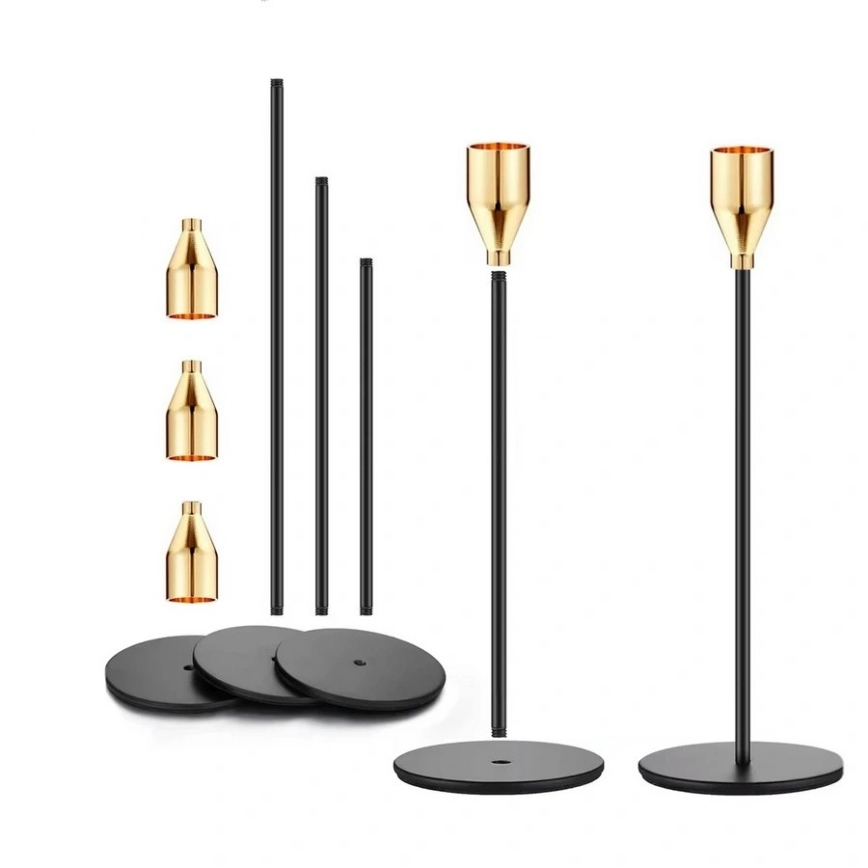 Комплект от 3 свещника — черно/златисто