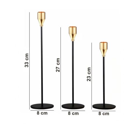 Комплект от 3 свещника — черно/златисто