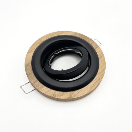 Комплект от 3 вградени таванни осветителни тела TOBBY 1xGU10/20W/230V Ø 11,5 cm дъб/черен