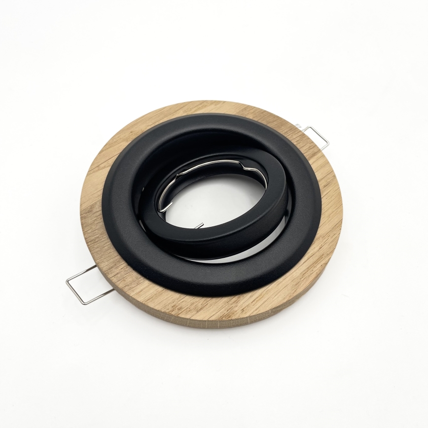 Комплект от 3 вградени таванни осветителни тела TOBBY 1xGU10/20W/230V Ø 11,5 cm дъб/черен