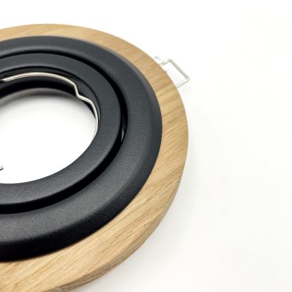 Комплект от 3 вградени таванни осветителни тела TOBBY 1xGU10/20W/230V Ø 11,5 cm дъб/черен