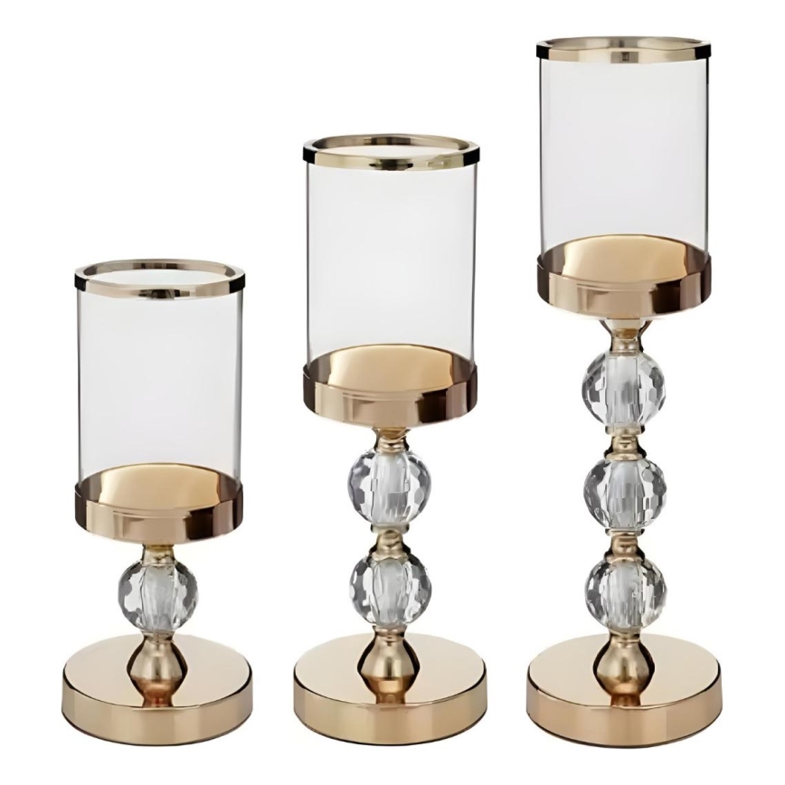 КОМПЛЕКТ ОТ 3 ЗЛАТНИ СВЕЩНИЦИ