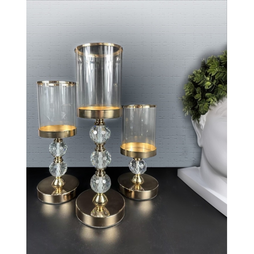 КОМПЛЕКТ ОТ 3 ЗЛАТНИ СВЕЩНИЦИ