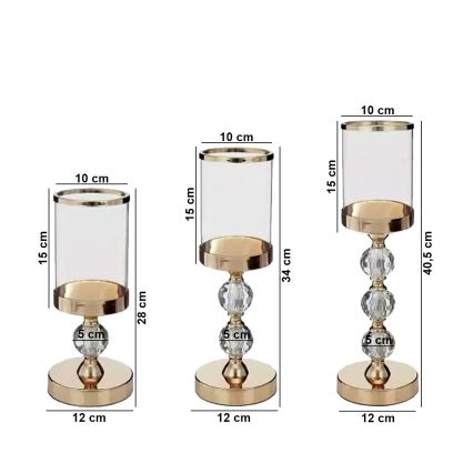 КОМПЛЕКТ ОТ 3 ЗЛАТНИ СВЕЩНИЦИ