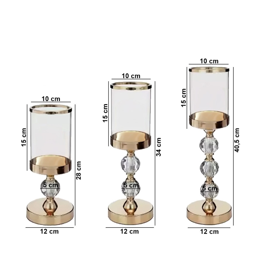 КОМПЛЕКТ ОТ 3 ЗЛАТНИ СВЕЩНИЦИ