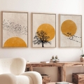 Комплект от 3 картини във фоторамки 50x70 см, бежово/оранжево